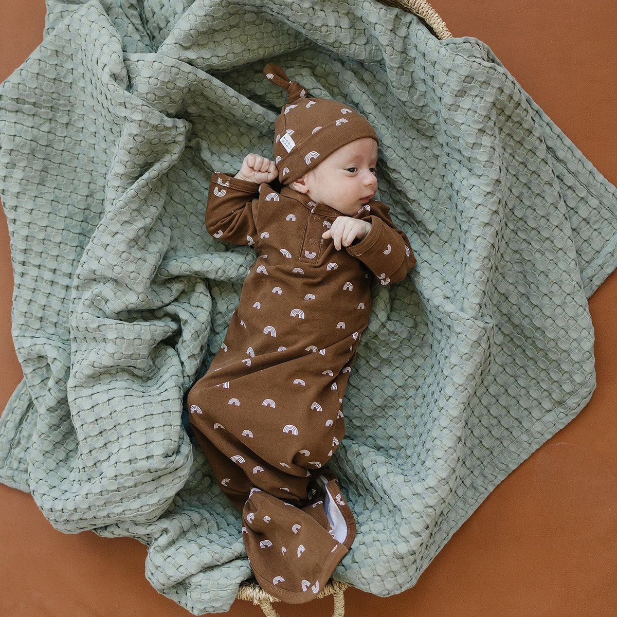 Rust Rainbow Newborn Knot Hat