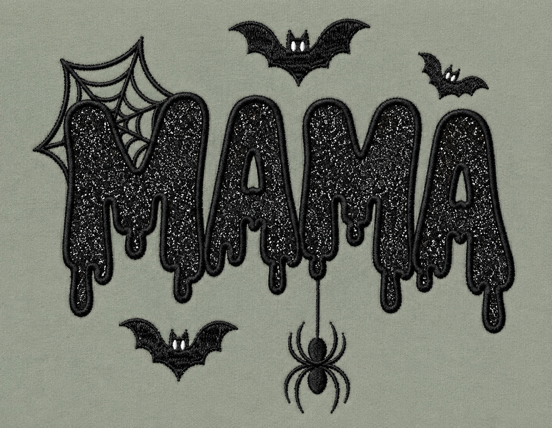 Halloween Dripping Mama Embroidered Sweater (black)