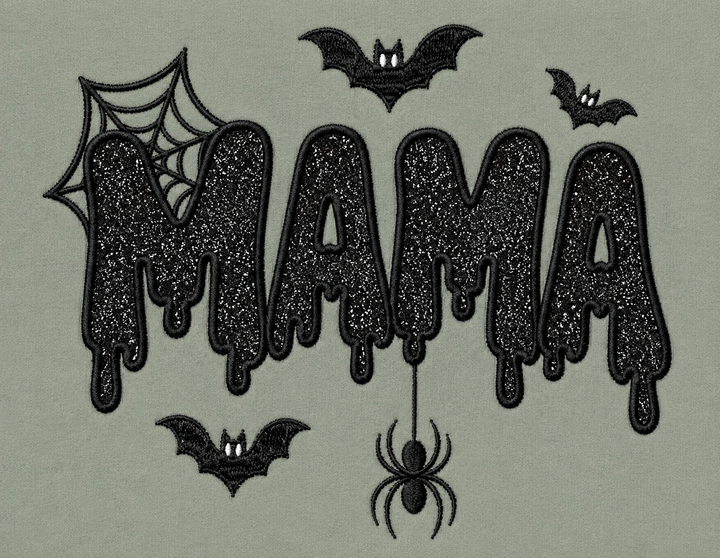 Halloween Dripping Mama Embroidered Sweater (black)