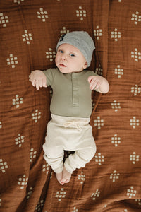 Green Organic Cotton Ribbed Snap Bodysuit