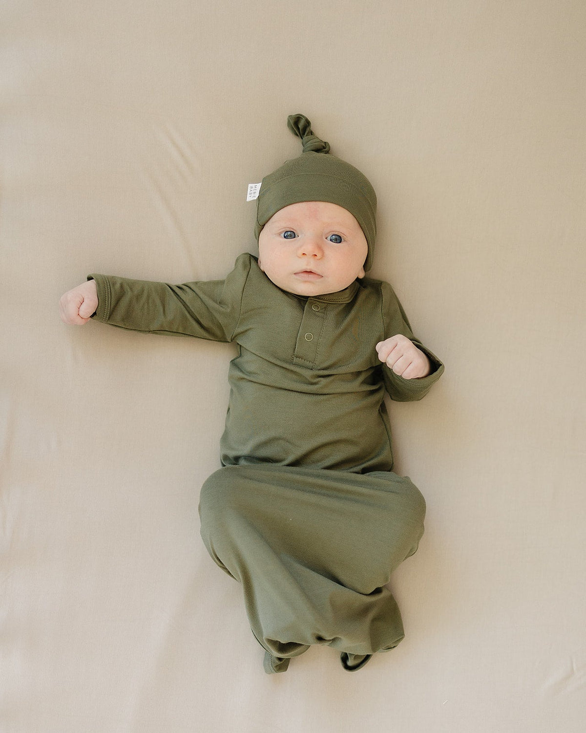 Olive Bamboo Newborn Knot Hat