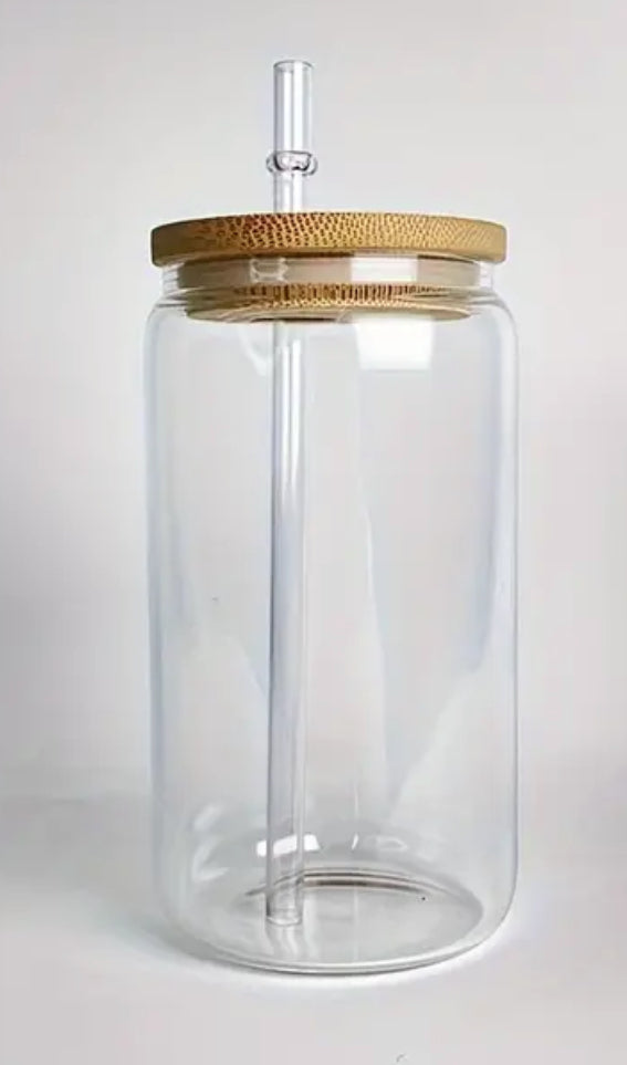 16oz Bamboo Lid Glass Can Cup