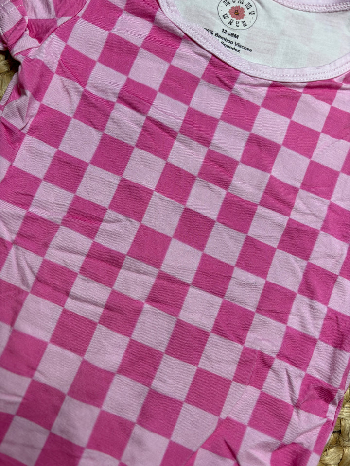 Pink Checkered Onesie