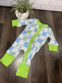 Blue Checkered Easter Bamboo Zippie