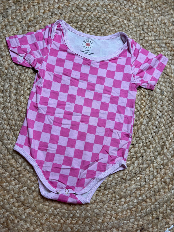 Pink Checkered Onesie