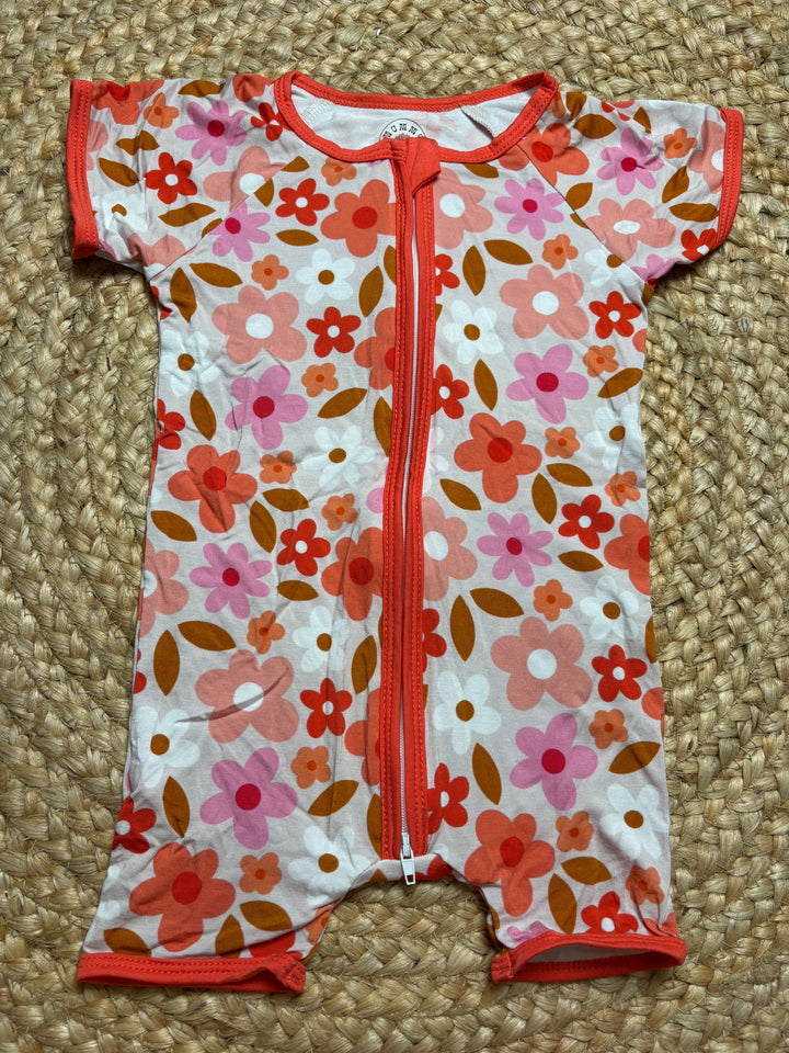 Coral Flower Romper