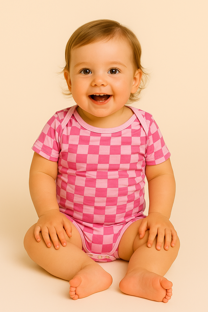 Pink Checkered Onesie