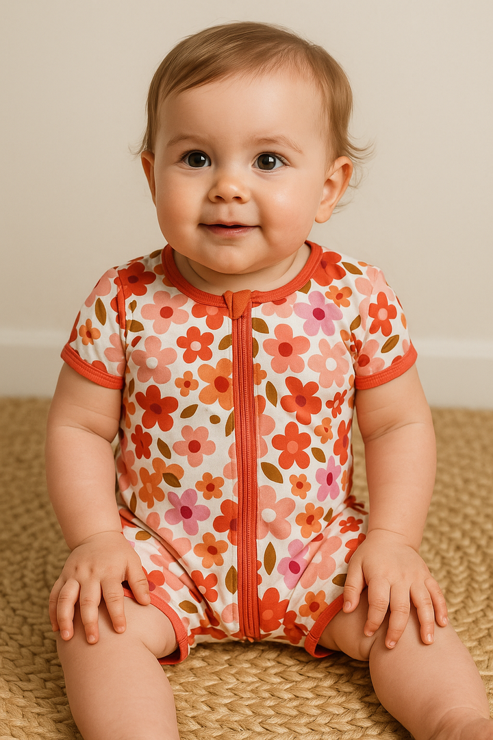 Coral Flower Romper