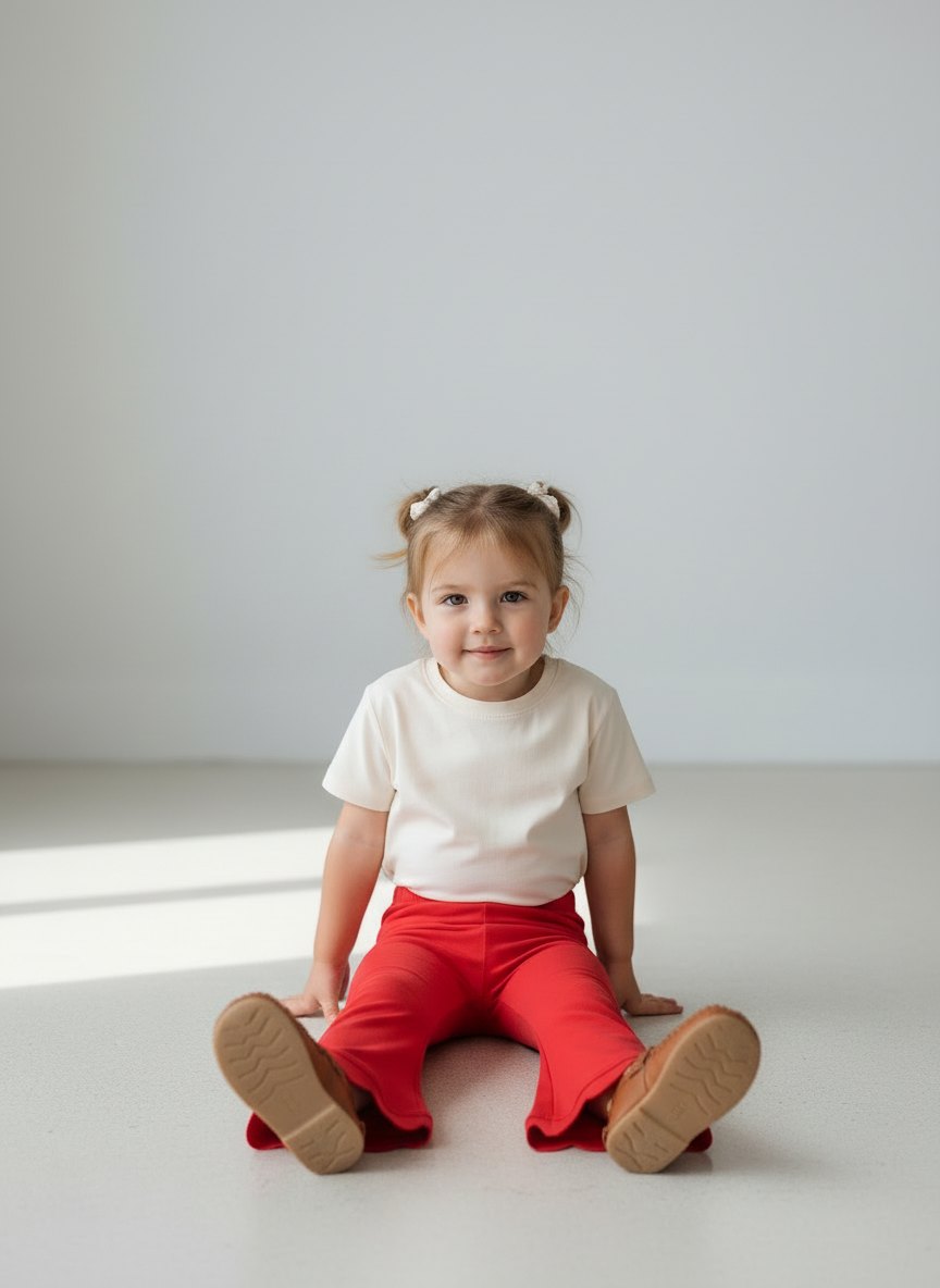 Red Bamboo Flared Pants