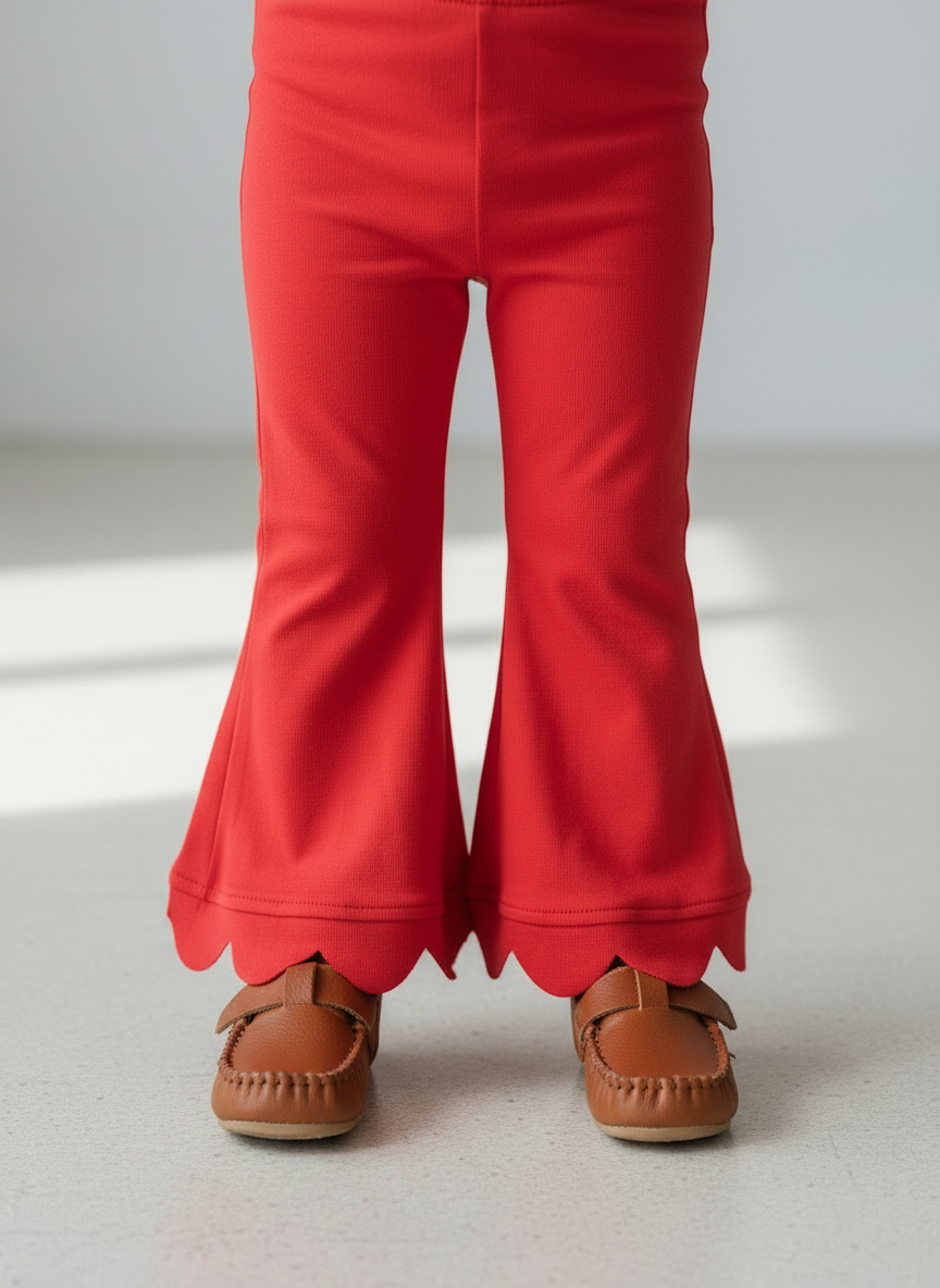 Red Bamboo Flared Pants
