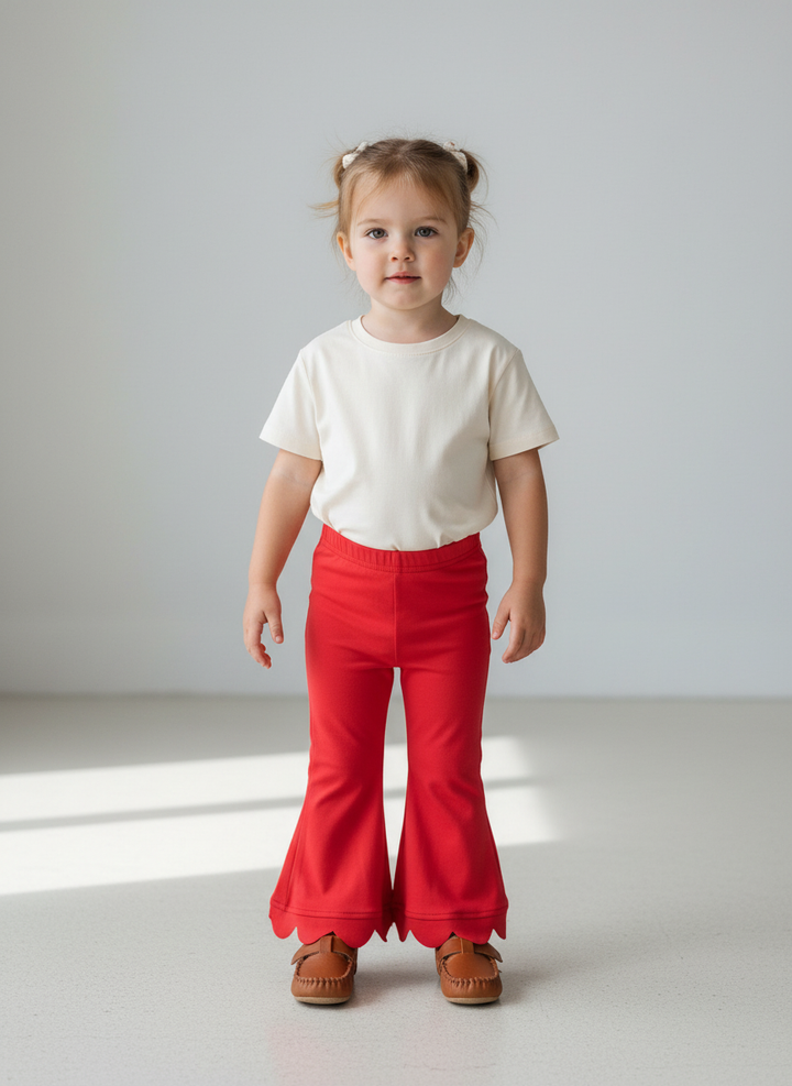 Red Bamboo Flared Pants