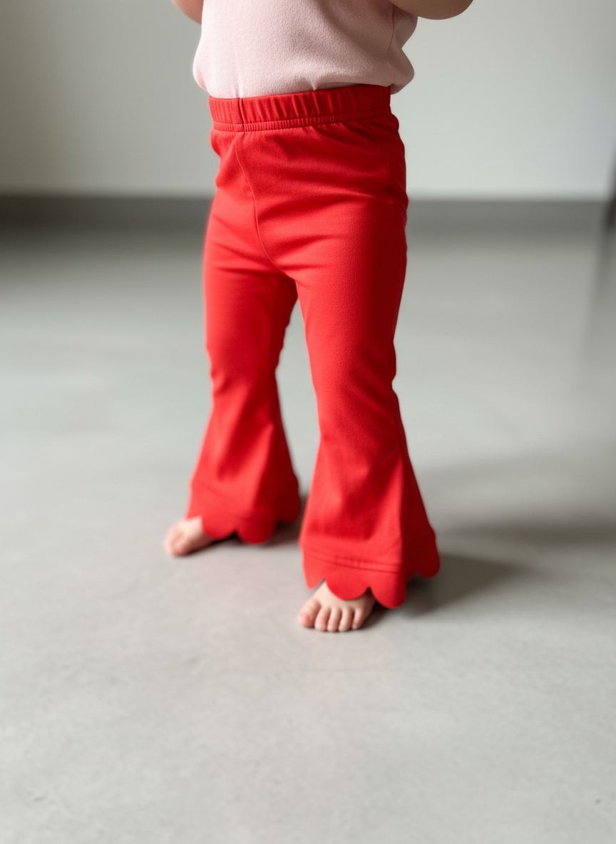 Red Bamboo Flared Pants
