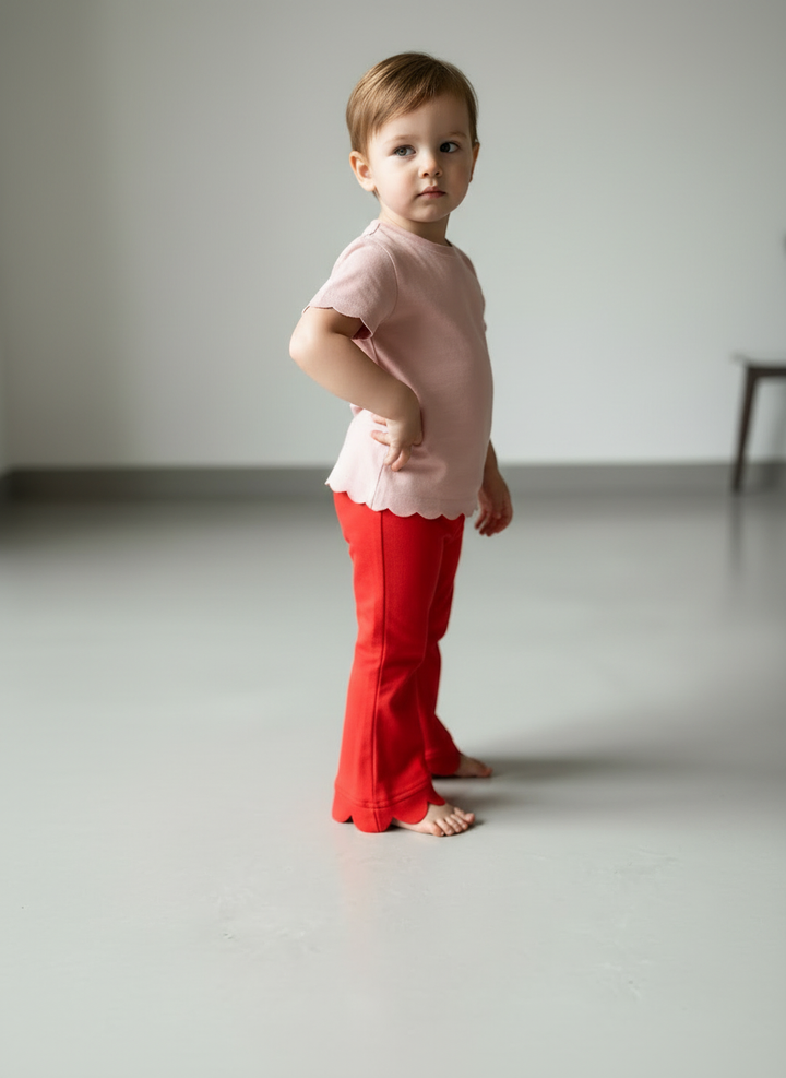 Red Bamboo Flared Pants